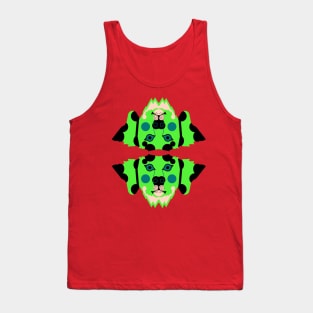 Dalmatian Dog Face, Lime Green Tank Top